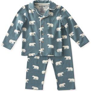 Little Label Pyjama Jongens Maat 134-140/10Y - blauw, oranje - Geruit - Pyjama Kind - Zachte BIO Katoen