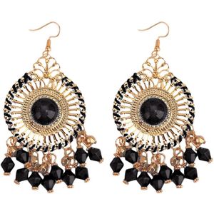 Fako Bijoux® - Oorbellen - Bohemian - Boho Delight - Zwart - Goudkleurig