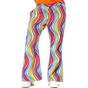 Original Replicas - Hippie Kostuum - Jaren 60 Regenboog Flower Power Hippie Festival Broek Man - Multicolor - XXL - Carnavalskleding - Verkleedkleding