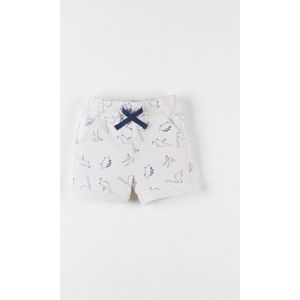 Noukie's - Jongens - Bermuda short - Vanille met blauwe dino print - 12 maand 80