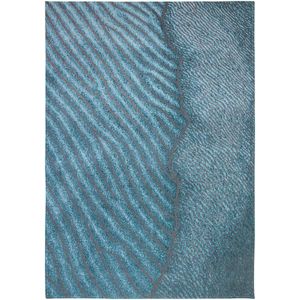 9132 Waves Shores Blue Nile Vloerkleed - 140x200  - Rechthoek - Laagpolig Tapijt - Modern - Blauw, Grijs