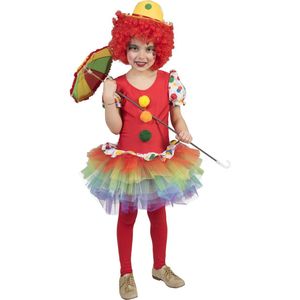Clown & Nar Kostuum | Pierrot Clown | Meisje | Maat 140 | Carnaval kostuum | Verkleedkleding
