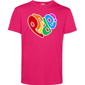 T-shirt Pride Hart | Gay pride shirt kleding | Regenboog kleuren | LGBTQ | Roze | maat S