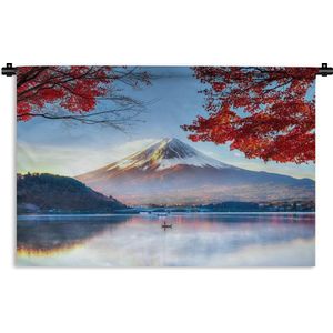 Wandkleed Fuji - De Japanse Fuji berg in Azië tijdens de herfst Wandkleed katoen 90x60 cm - Wandtapijt met foto