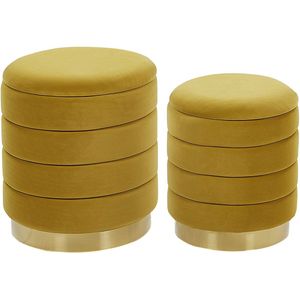 GARLAND - Poef - Mosterdgeel - 40/33 cm - Fluweel