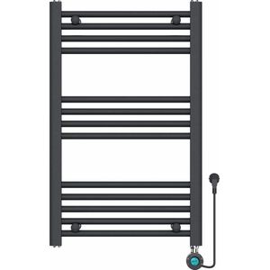Handdoekradiator Elektrisch met Digitale Thermostaat - Radiator Badkamer - 800 × 500 mm - Mat zwart - 300 Watt