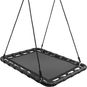 Rechthoekige Hangende Boom Schommel - Nestschommel - Metaal Frame - Speeltuin voor Achtertuin Touwschommel - Weerbestendige Kinderschommel met Verstelbare Touwen - Groot Zitvlak voor Meerdere Kinderen - 100x76cm - Eenvoudig Te Installeren