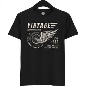 A Vintage Motorcycle Addict Est 1963 | Retro Verjaardag Motor Cadeau Shirt - T-Shirt - Unisex - Zwart - Maat M