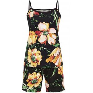 Zwarte bloemen shortama Ringella - Zwart - Maat - 44