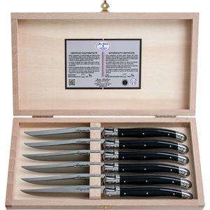 Jean Dubost Laguiole 6 steakmessen - Exclusive -zwart -1,5 mm