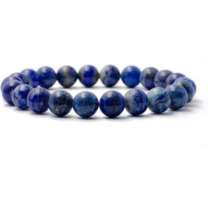 Bixorp Gems Lapis Lazuli Edelstenen Armband - Gepolijste Edelsteen Kralenarmband - 20cm