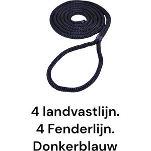 Aanmeerlijnen set Deluxe -Donkerblauw -4 Landvastlijn-4 Fenderlijn.