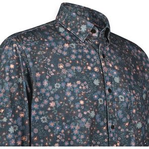 Twinlife Heren Geweven Corduroy Shirt - Overhemd - Comfortabel - Herfst en Winter - Blauw - 3XL