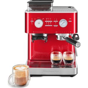 KitchenAid Halfautomatische Espressomachine met Koffiemolen - Ingebouwde koffiemolen, kantelbaar stoompijpje, 15 bar pomp en drukmeter - Appelrood