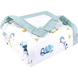 Musseline Deken 6-laags knuffeldeken baby katoen 110 x 110 cm mousseline babydeken wikkeldeken zachte deken voor badhanddoek, kinderdeken pasgeborenen unisex (graafmachine)