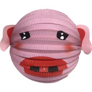 Haza Lampion varken - 20 cm - roze - papier - Sint maarten/kinderfeestje lampionnen