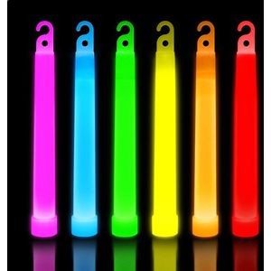 Partizzle 24x Grote Glow in the Dark Party Sticks - Met Koord - Glowsticks - Verjaardag Neon Carnaval Feest Versiering - 6 Kleuren