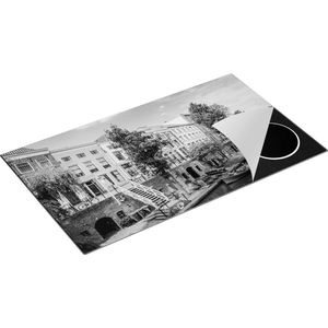 Chefcare Inductie Beschermer Huisjes aan de Oudegracht in Utrecht - Zwart Wit - 91,2x52 cm - Afdekplaat Inductie - Kookplaat Beschermer - Inductie Mat