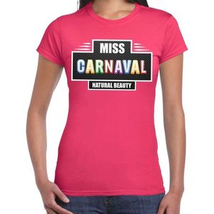 Miss Carnaval verkleed t-shirt fuchsia roze voor dames - natural beauty carnaval / feest shirt kleding / kostuum M