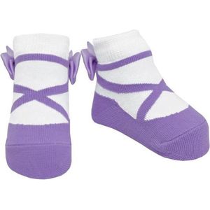 Ballerina sokjes lavendel  voor baby meisje 0-12 maanden.  Satijnen strikjes-Anti slip zooltjes-Kraamcadeau-Baby shower