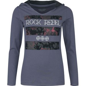 Rock Rebel by EMP blauw shirt met lange mouwen en rozenprint Vrouwen - M