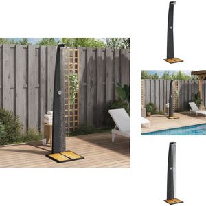 vidaXL Buitendouche - Buitendouches - Tuindouche - Buiten Douche - Buitendouche 55x60x224 cm poly rattan en acaciahout zwart