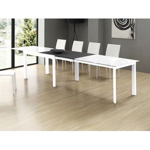 Uitschuifbare eettafel voor 4 tot 14 personen van gehard glas en metaal - Wit - CHELDY L 350 cm x H 75 cm x D 83 cm