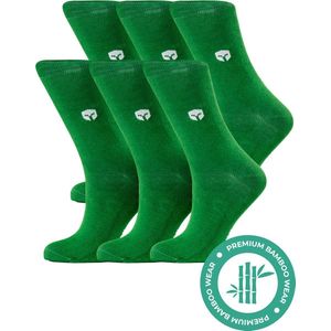 SQQUADD® Bamboe Sokken Dames en Heren - Unisex 6-pack - Maat 43-46 - Naadloos en Duurzaam - Tegen Zweetvoeten - Bamboo - Groen
