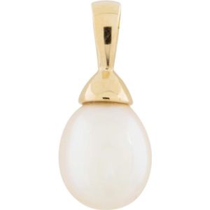 Glow hanger zoetwaterparel druppel - goud 14 kt- 8.5mm