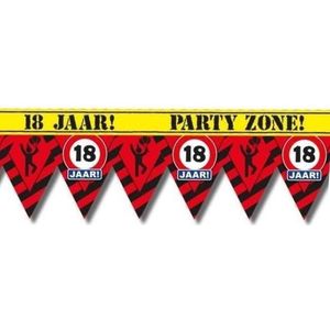 18 jaar party tape/markeerlint waarschuwing 12 meter - Verjaardag afzetlinten/markeerlinten feestartikelen