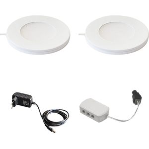 Magnetische in- & opbouw spot set - 2-pack - Plug & Play - warm wit - 2700K - 2,2W - keukenverlichting - kastverlichting - LED Inbouwspot (Ø55mm) - led spot - spotjes