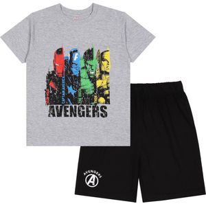 Avengers Marvel - Grijze en zwarte jongenspyjama met korte mouwen, zomerpyjama / 158-164