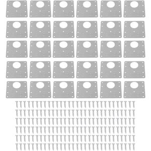 30Pcs Stainless Steel Cabinet Hinge Repair Plates Replacement Kit for Furniture Door
