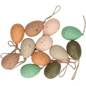 Decoris Decoratie Paaseieren Hangend - 12x Stuks - 6 cm - Kunststof