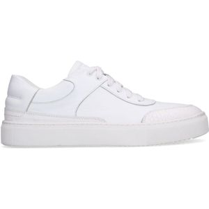 Manfield - Heren - Witte leren sneakers - Maat 45