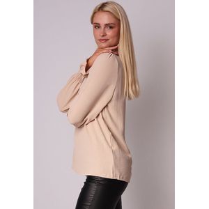 Beige Lage Kraag Blouse