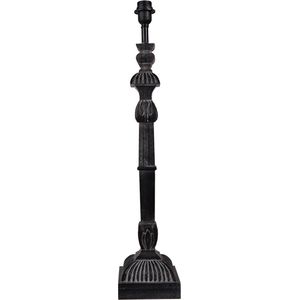 HAES DECO - Lampenvoet - Formaat 16x16x78 cm, kleur Zwart, gemaakt van Hout|Polyresin voor Fitting E27/max 1x60W - Lampvoet, Tafellamp