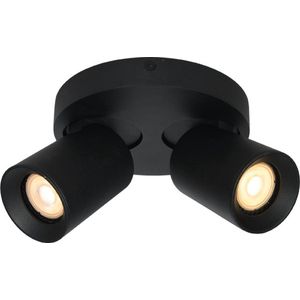 Plafondlamp Megano 2L Rond Zwart - 2x GU10 LED 4,8W 2700K 355lm - IP20 - Dimbaar > spots verlichting led zwart | opbouwspot led zwart | plafondlamp zwart | spotje led zwart | led lamp zwart