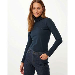 Basic Lange Mouwen Turtle Neck Tee Dames - Navy - Maat XL