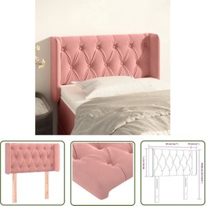 The Living Store Hoofdbord met randen 83x16x78/88 cm fluweel roze - Hoofd Bord - Hoofdkussen - Velvet - Roze - Bedkleden