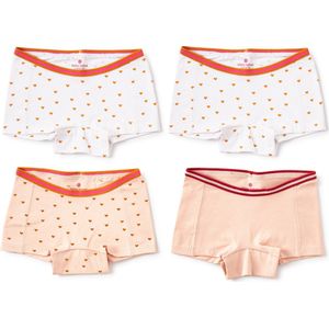 Little Label Ondergoed Meisjes Maat 158-164/14Y - roze, Geel - Hartjes - Boxershort meisjes - Zachte BIO Katoen