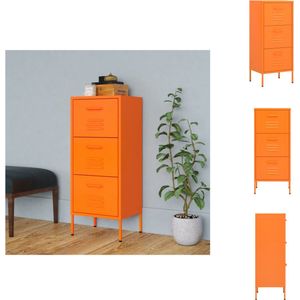 vidaXL Opbergkast Bijzetkast - 42.5 x 35 x 101.5 cm - Oranje Staal - 3-sectie kogelladegeleiders - Kast