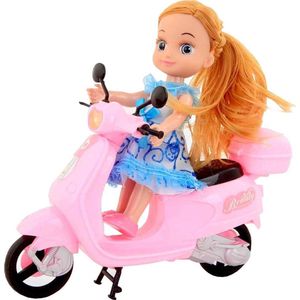 Jonotoys Tienerpop Beauty Motorcycle 22 Cm Roze/blauw