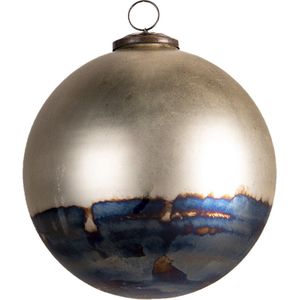 Clayre & Eef Kerstbal XL Ø 17 cm Goudkleurig Zwart Glas Rond Kerstboomversiering