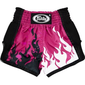 Fairtex Muay Thai Shorts voor Kinderen - ""Eternal Flame"" - Roze/Zwart/Wit - 8-10 jaar