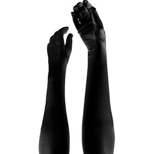 Apollo - Lange handschoenen - Satijnen handschoenen 60 cm - Zwart - One size - - accessoires - Lange handschoenen verkleed - Carnaval