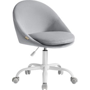 Homeoffice stoel, fluwelen draaistoel, bureaustoel, schuimbekleding, in hoogte verstelbaar, voor werkkamer, slaapkamer, duifgrijs HMBG020G04