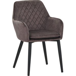 Colenis® - Jay Eetkamerstoel - Set Van 2 - Bruin - Fluweel - Velvet - Met armleuning