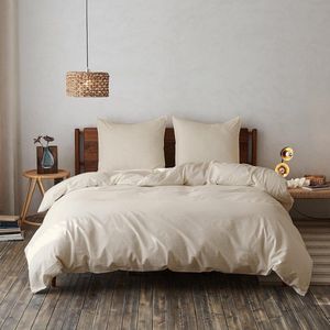 Riokem ® Beddengoed 2-delig 100% gewassen katoen Zacht en comfortabel slaapcomfort ÖkoTex-gecertificeerd dekbedovertrek en 1 kussensloop (155 x 220 cm, 1 x 80 x 80 cm, Khaki)
