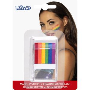 Boland - Schminkstift 6-in-1 Regenboog - Multi - Schminkstiften - Carnaval, Themafeest, Pride, Kinderfeestje - Pride